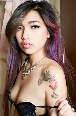 Tattooed Asian Spreading