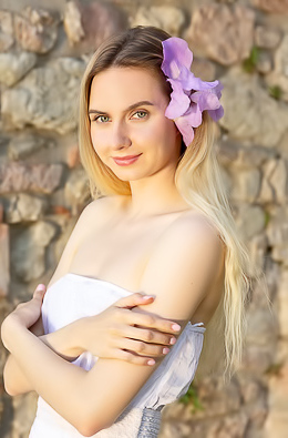 Emily Swan In A Pretty Summer Dress And High Heels That Show Off Her Lovely Long Legs