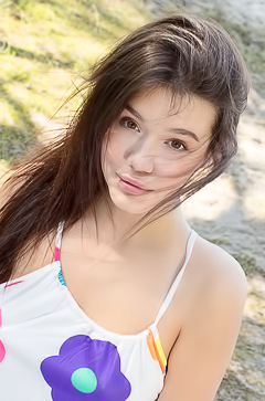 Davia Kelly Tosses Her Cute Sundress Onto The Sand