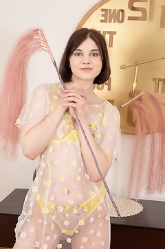 Sara Celeste Bending Over To Show How Her Thong Panties Nestle Between Her Perfect Buns