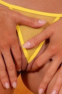 Sexy Babe In Yellow Thongs