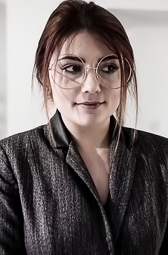 Adria Rae Dressed In A Frumpy Pencil Skirt And Blouse Get Fucked