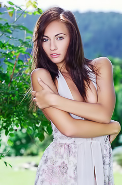 Intimate Pose by Michaela Isizzu in Sheer Robe Amidst Nature