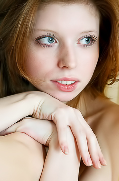 Helena Breathes Deep, Skin Glistening from Exertion